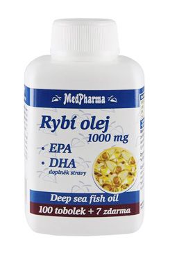 Rybí olej 1000mg +EPA+DHA 100+7tob zdarma MedPharma
