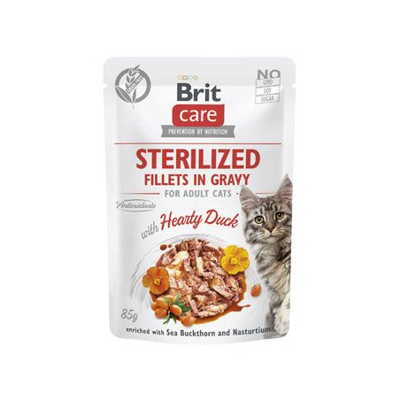 Brit Care Cat Fillets in Gravy Steril. Hearty Duck 85g
