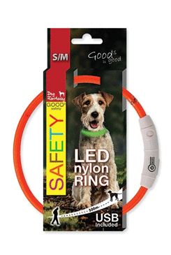 Obojek DOG FANTASY světelný USB oranžový 45cm 1ks